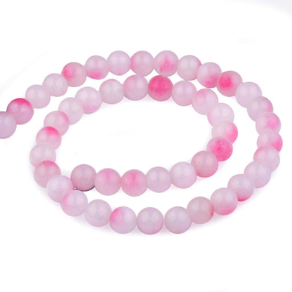 Youngbling Natural Gemstone Beads for Jewelry Making,10mm Peach Jade Polished Round Smooth Stone for Bracelet Necklace 15 Inch(Peach Jade,10mm)