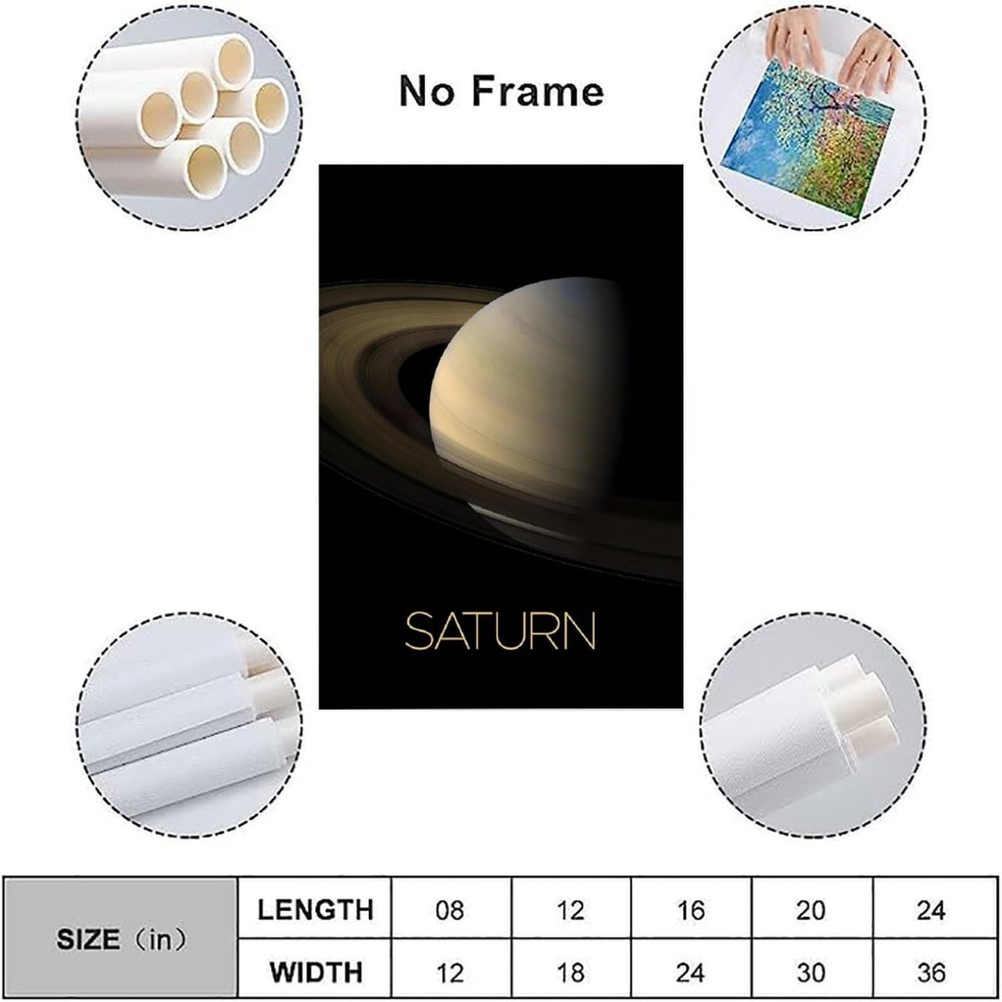 XIAOLOUTINYU Solar System Canvas Wall Art - Saturn Planet Space Poster for Kids Room Bedroom Classroom, STEM Educational Astronomy Decor, Science Gift for Boys Girls Teens, 16x24 Inch Unframed