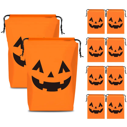 KERINGO 50 Pack Halloween Trick or Treat Party Favors Drawstring Party Favor Bags Translucent frosted Halloween Goodie Bags Gift Packaging Storage for Kids Boys Birthday Supplies 7.08 x 9.84 Inch