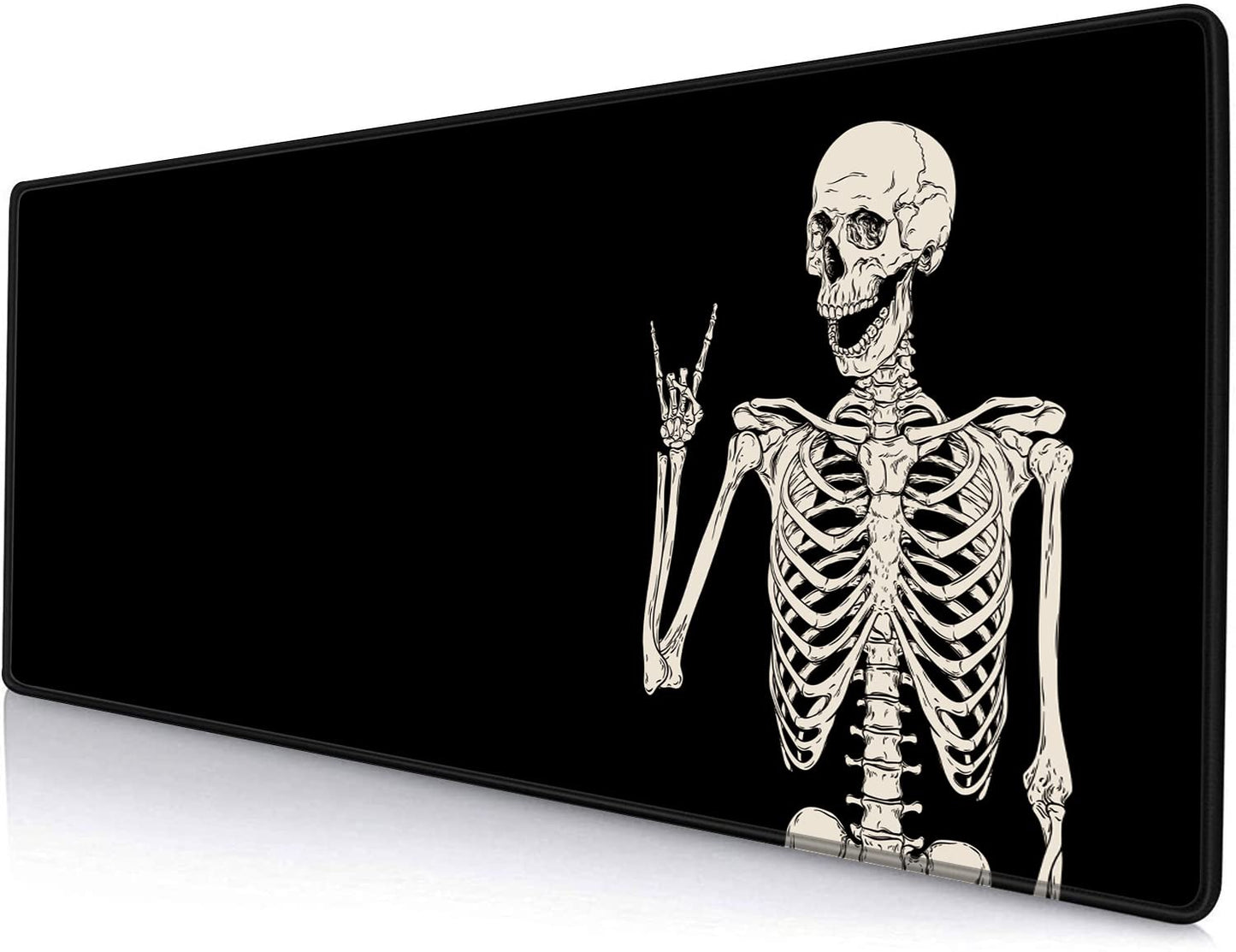 SANWUMIAN Gaming Mouse Pad, Large Mouse Pads for Desk, Non-Slip Rubber Base Mousepad, Keyboard Mouse Mat, Desk Pad with Stitched Edges, 31.5x11.8 inch Black Human Skeleton