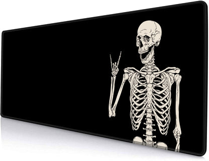 SANWUMIAN Gaming Mouse Pad, Large Mouse Pads for Desk, Non-Slip Rubber Base Mousepad, Keyboard Mouse Mat, Desk Pad with Stitched Edges, 31.5x11.8 inch Black Human Skeleton