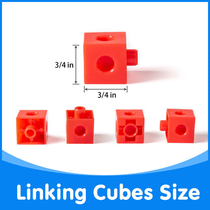 Odoorgames 100 Pcs Math Linking Cubes with 384 Cartoon Stickers – Mini Number Pops 1-10 – Essential Counting Cubes for Kids Math Learning and Fun Activities