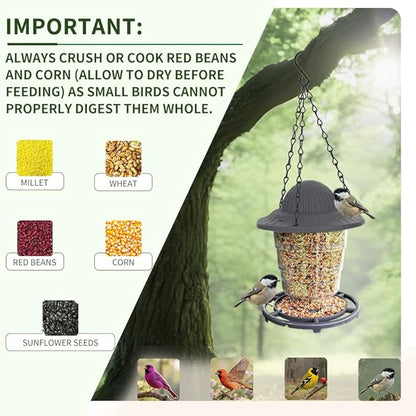 Small Bird Feeder - Durable Plastic Design, Easy Fill & Clean, Attracts Finches & Songbirds, Great for Outdoor Use in Yards, Porches and Decks