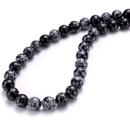 BEADIA Natural Snowflake Obsidian Stone Round Loose Semi Gemstone Beads for Jewelry Making 8MM 44PCS