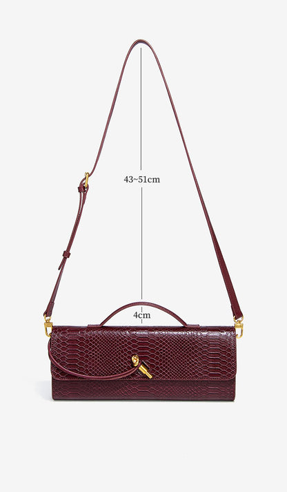 Beaguful Womens Fashion Leather Clutch Bag Crocodile Print Evening Handbag Crossbody Tote Bag Chocolate
