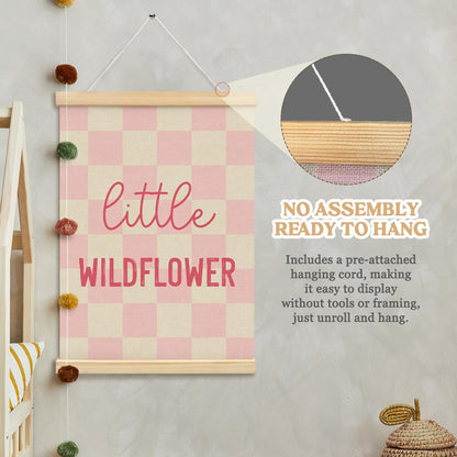 MOFUYU Baby Girl Nursery Decor,Wildflower Wall Decor,Little Wildflower Poster Hanger Frame for Bedroom,Pink Classroom Decor,Girls Room,12x16 Inch