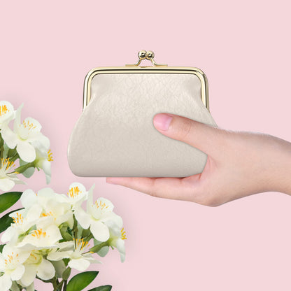 Coin Purse, Small PU Leather Change Purse, Coin Wallet with Clasp, Car Change Holder Pouch for Woman Men Kids Girls, Apricot