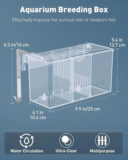 Pawfly Aquarium Breeding Box Fish Tank Hatchery Incubator Acrylic Breeder Box for Aggressive Fish Guppy