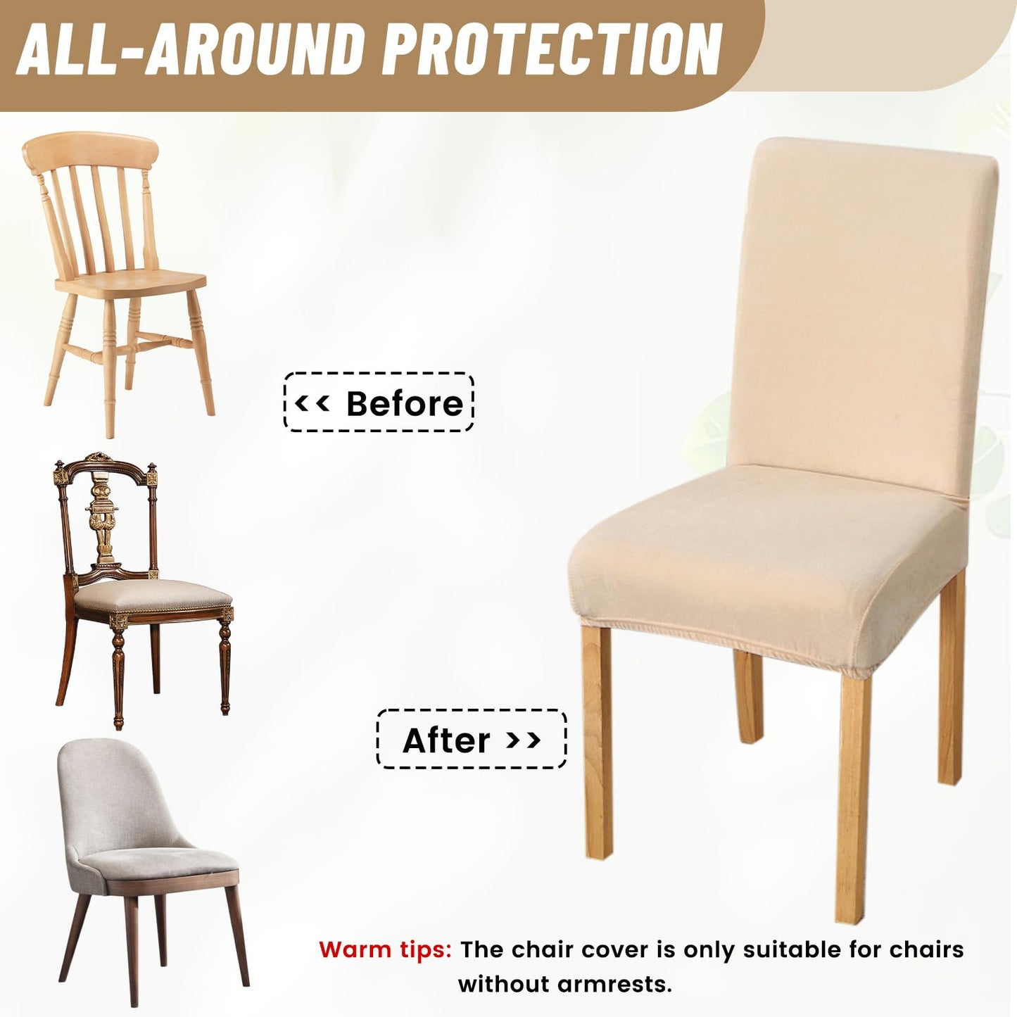 Rakila Velvet Dining Chair Covers Set of 2, Soft Stretch Washable Chair Slipcovers Protector for Home, Restaurant (Orange, 2 Pack)