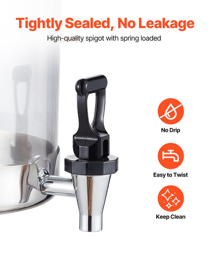 VEVOR Beverage Dispenser, 2.1 Gallon Drink Dispenser for Parties, Stainless Steel + Plastic Juice Dispensers with Spigot Ice Chamber Tray, Iced Tea Lemonade Juice Dispensers, for Restaurants, Hotels