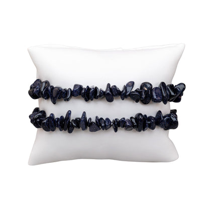 Natural Gemstone Bracelets, Chakra Crystal Healing Chip Stretch Bracelets, Gemstone Polished Irregular Crystals, Crystal Irregular Chips Beads Stretch Bracelets (Blue Goldstone)
