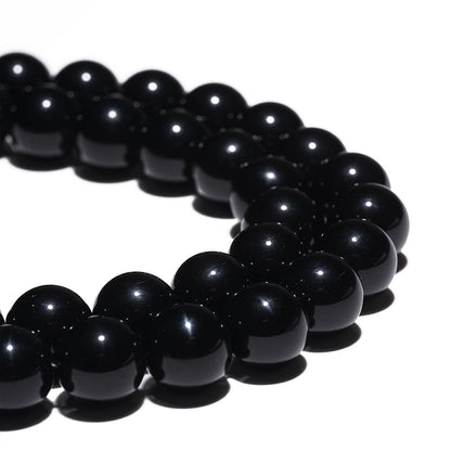 10mm Natural Black Onyx Agate Gemstone Beads Polished Round Smooth Stone Beads for Bracelets Jewelry Making 15inch Loose Beads