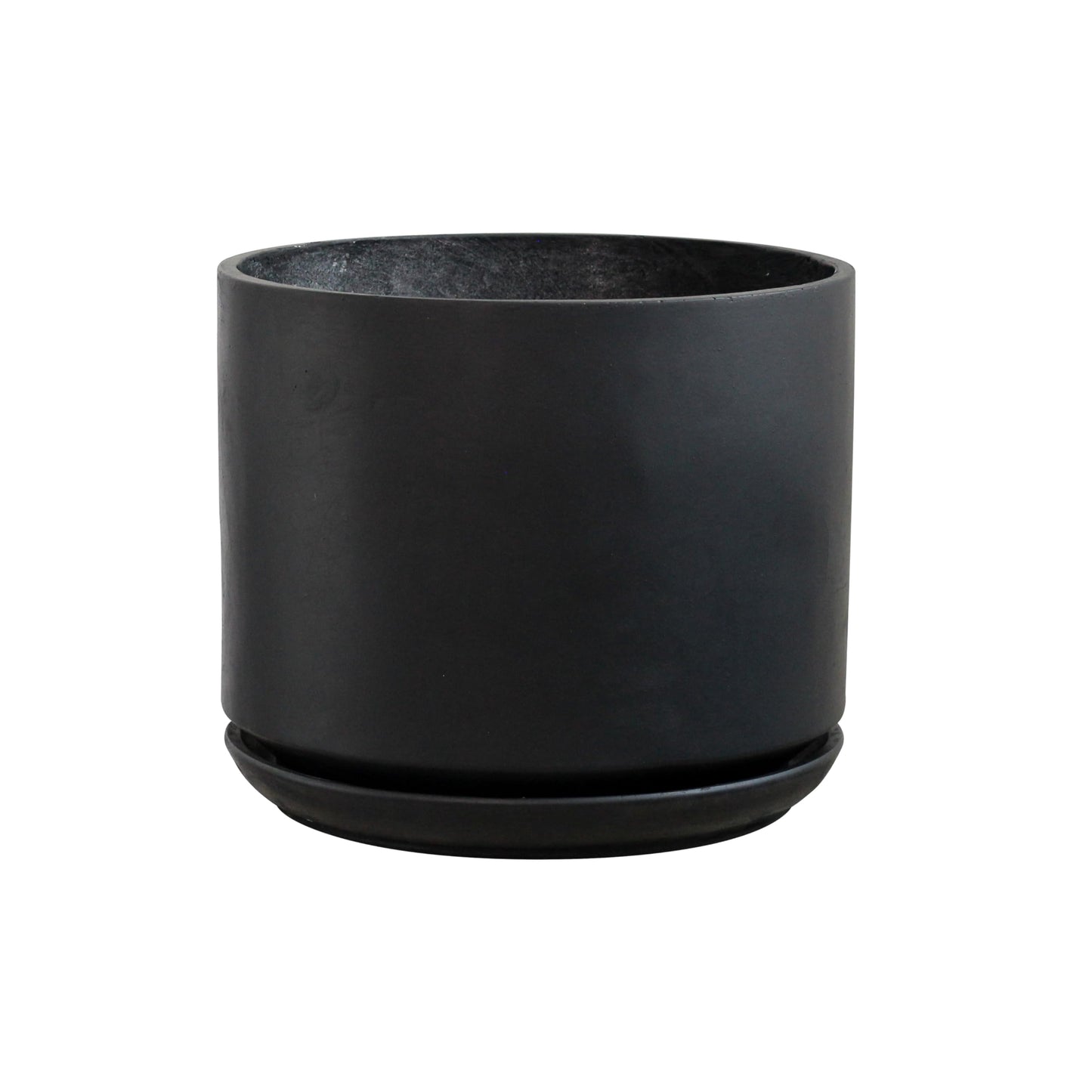 Olly & Rose Large Matt Black Plant Pot 14 Inch Extra Large Fibre Planter with Saucer - Large Indoor and Outdoor Plant Pot