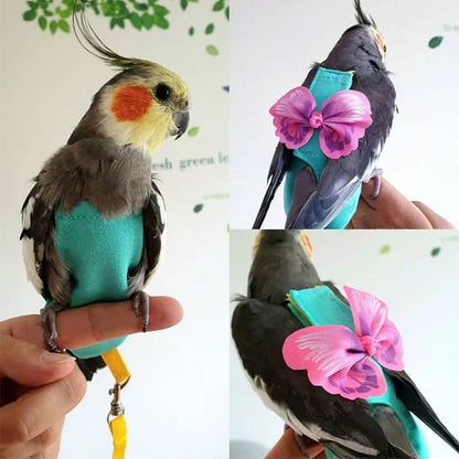 Bird Diaper Harness Flight Suit Clothes, Parrot Flight Suit with Leash for Parrot, Bird Flying Clothes for Outdoor Activities Training (Without Leash,M)