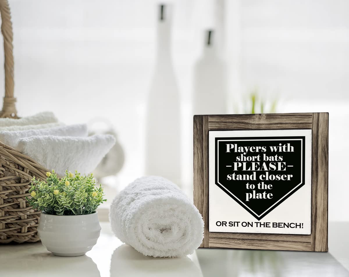 Funny Bathroom Signs, Players With Short Bats Bathroom Decor Sign, Farmhouse Toilet Decoration, Toilet shelf decoration, Wood Desk Decorative Sign