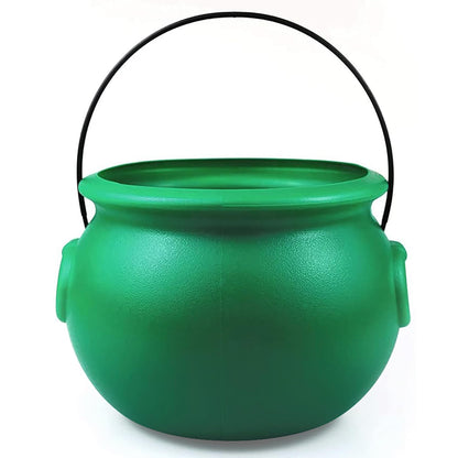 GIFTEXPRESS 8" Green Cauldron Kettle for St Patrick Day, Mardi Gras, Halloween, Pot of Gold Pot, Lucky Leprechaun Kettle, Plastic Cauldron