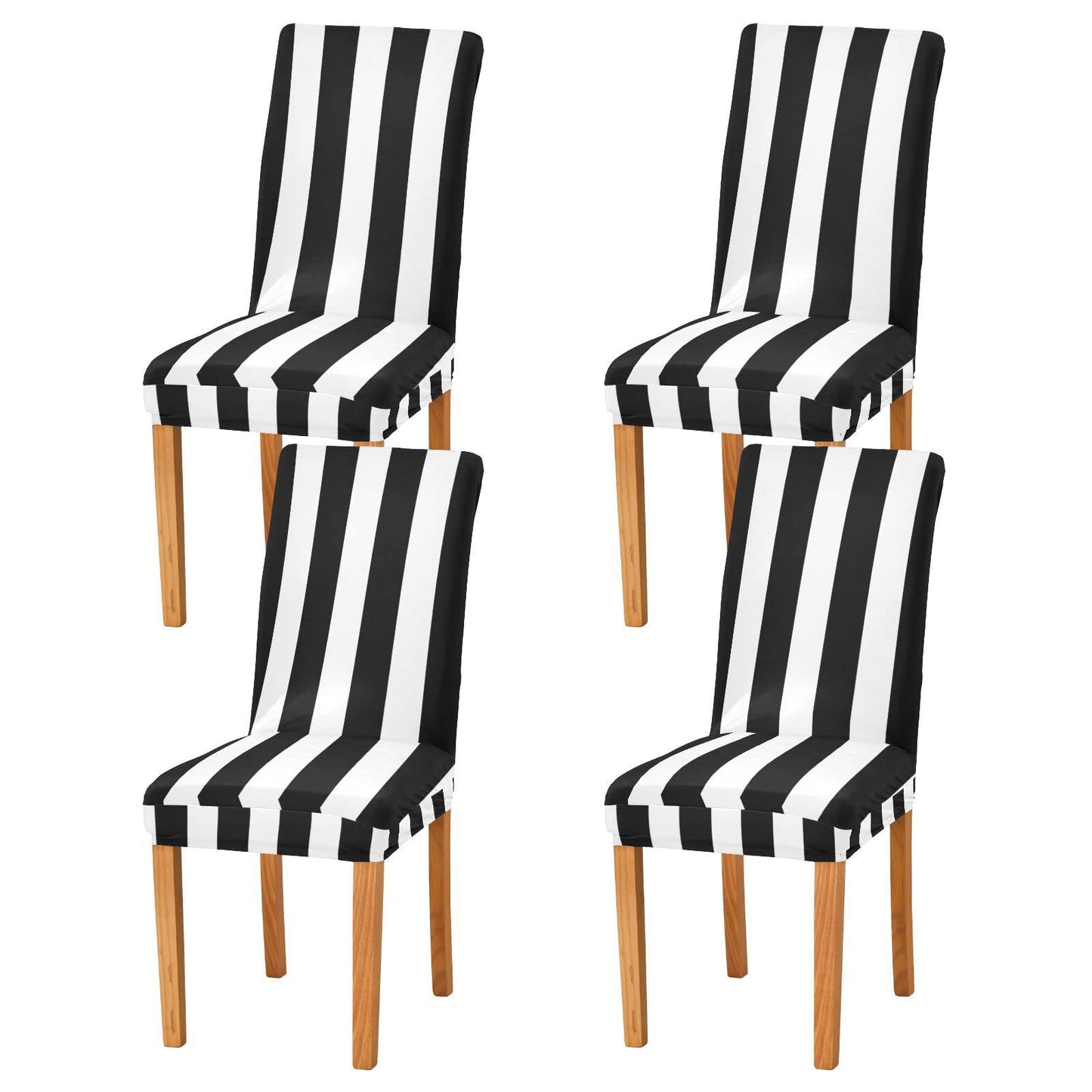 Kigai Black and White Stripes Dining Room Chair Covers Set of 2,Stretchable Removable Washable Spandex Kitchen Chair Protector Slipcovers for Restaurant,Hotel,Ceremony,Christmas Decoration