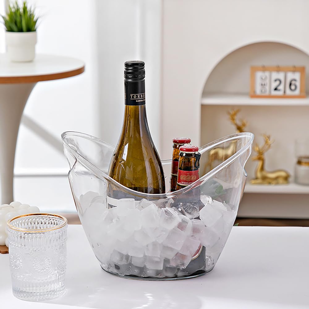 2 Pcs Ice Bucket 4 Liter Champagne Wine Bucket Clear Acrylic Beverage Tub Party Drinks Ice Tub for Wine, Champagne or Beer Bottles Bar Supplies