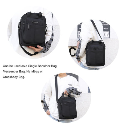 natyrlpog Men's Shoulder Bag Nylon Crossbody Bag Waterproof Casual Black Messenger Bag for Work Travel, Black