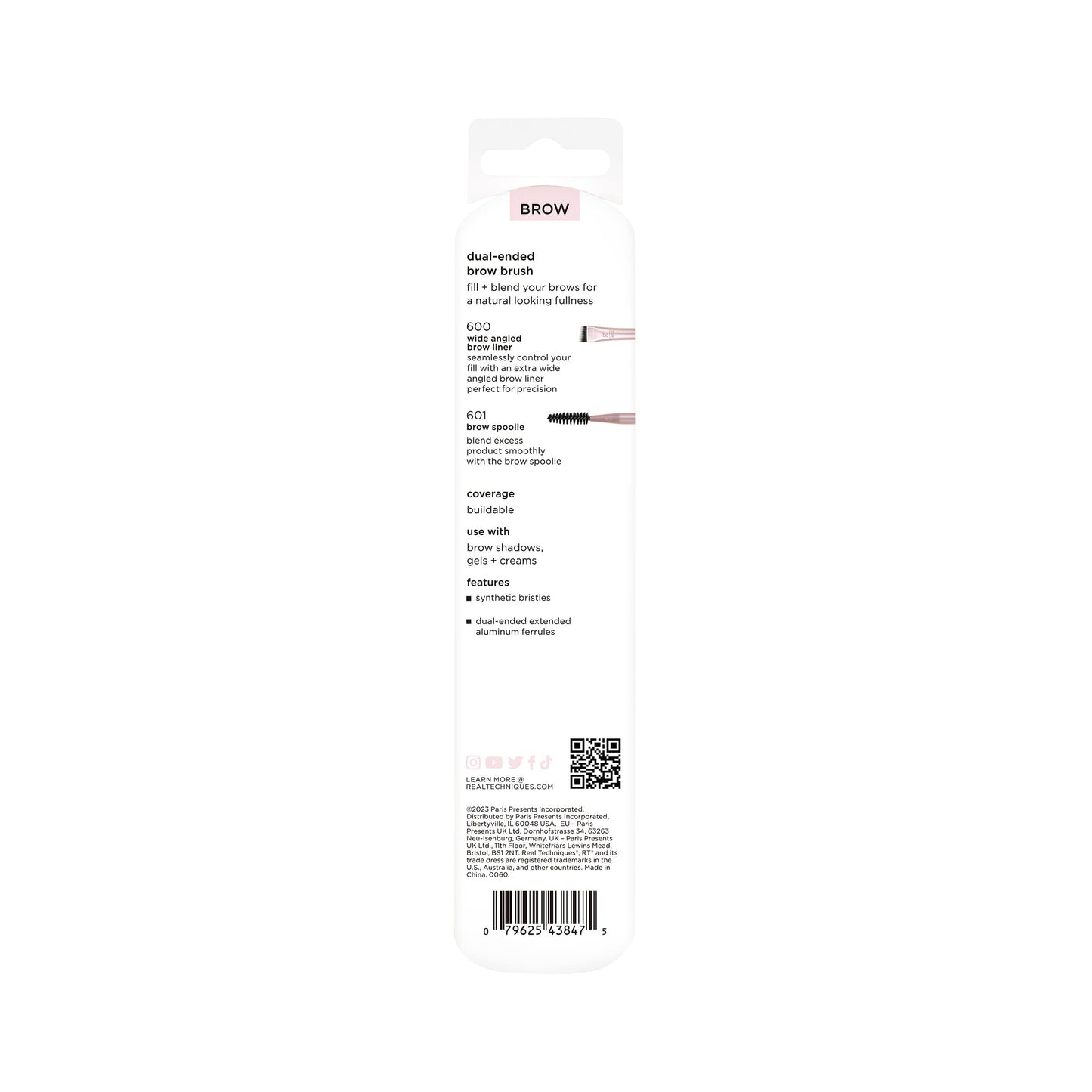 Real Techniques Eye Shade & Blend Makeup Brush Trio, For Eyeshadow & Liner, Makeup Tools for Shaping & Grooming Brows, Defined Makeup Look, Synthetic Bristles, Vegan & Cruelty-Free, 3 Count