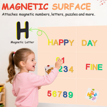 OMKSIH Magnetic Chalkboard Wall Decal Milk Tea Set of 6 Peel and Stick Magnet Sheets with Chalk Tangram Puzzle and Multiple Accessories Magnetic Chalk Board for Home Playroom and Classroom