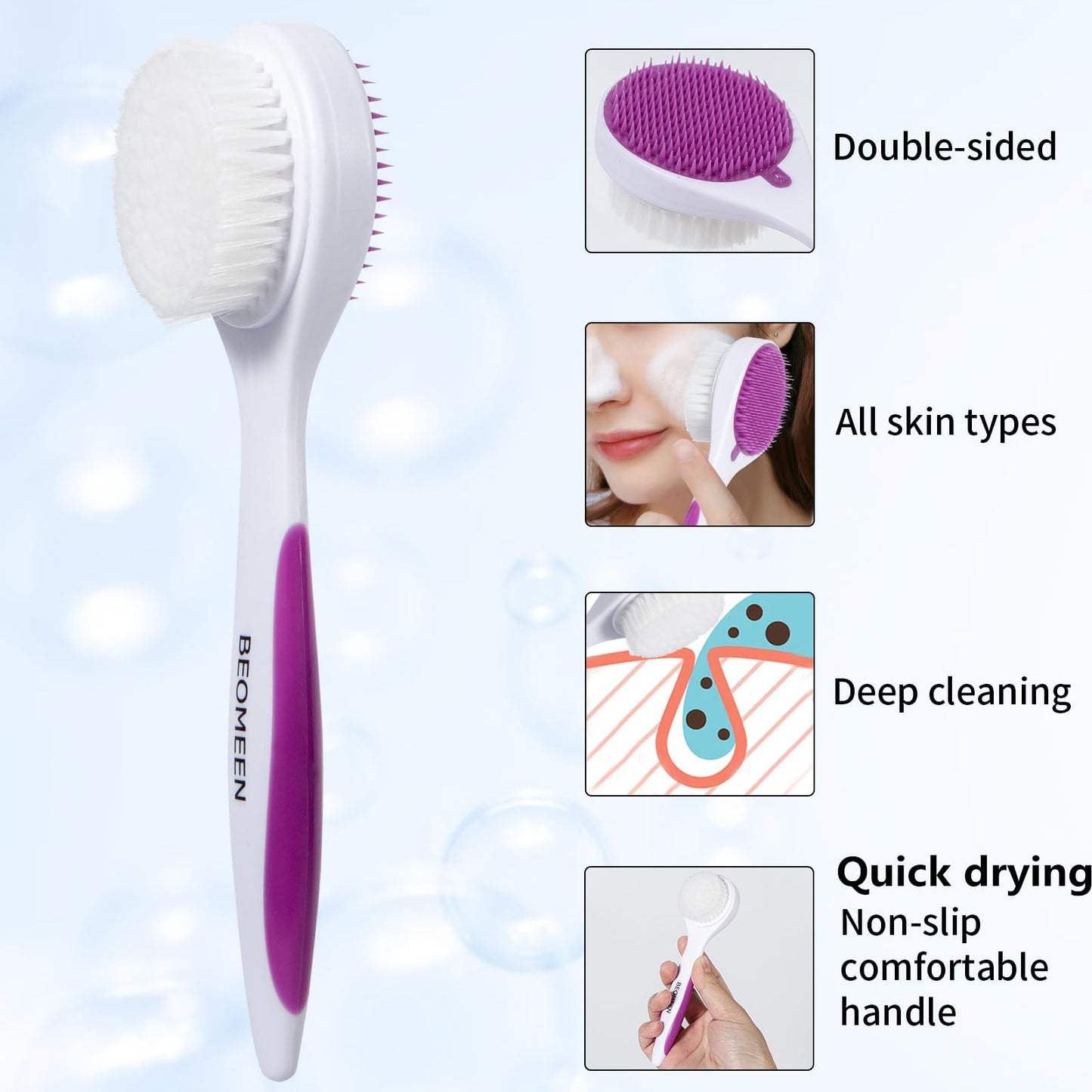 2 Pack Silicone Face Scrubber Exfoliating Brush, Manual Handheld Facial Cleansing Brush Blackhead Scrubber, Soft Bristles Waterproof for Face Skincare (Round-Pink)