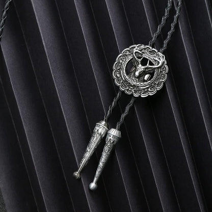 HUABOLA CALYN Bolo tie, Native American Elk Bolo Tie Rodeo Cowboy Leather Necktie Western Necklace Costume Accessories for Men Women