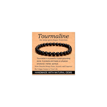 CHELYQST Black Tourmaline Bracelet - Stone of Super Protection,Stretch Natural Stone Crystal Beads Jewelry Gifts for Women Men Unisex Adult,6mm