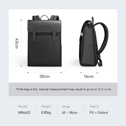 Muzee Leather Backpack for Men and Women, Minimalist Commuter Backpack Fits for 15.6 Inch Laptop, Slim Laptop Backpack with Magnetic Clasp