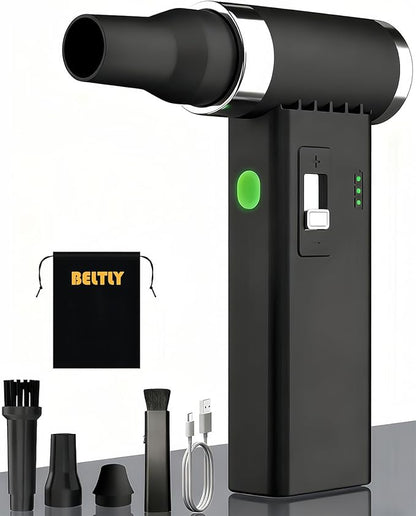 Compressed Air Duster – 110,000 RPM Super Power Cordless FT03 Electric Blower with Brushless Motor, 0-100 Speed Adjustable Jet Fan, Dust Blower for Keyboard, PC, Car & Outdoor Cleaning (Black)