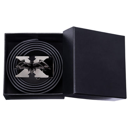 Dubulle Men Designer Belt Genuine Leather Black Fashion Adjustable Sliding Automatic Buckle for Casual Party Gift