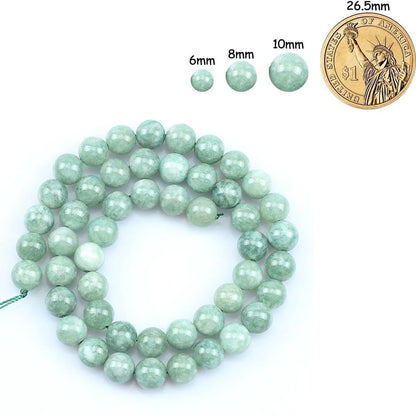 Yochus 60pcs Burmese Jade Beads，6mm Healing Power Natural Stone Round Loose Gemstone Beads for Jewelry Making Earring Necklace DIY Crafts