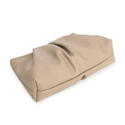 CHARMING TAILOR Women Clutch Bag Dressy Formal Handbag Pleated PU Clutch Purse for Cocktail Prom Wedding Party (Taupe)