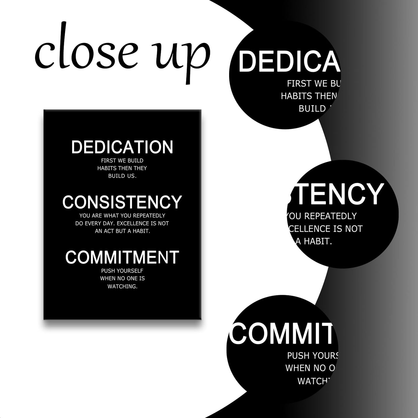 Inspirational Canvas Wall Art Dedication Consistency Commitment quote Office Decor Painting Pictures Motivational Poster Prints Artwork for Living Room Modern Home Stretched and Framed [18''W x 24''H]