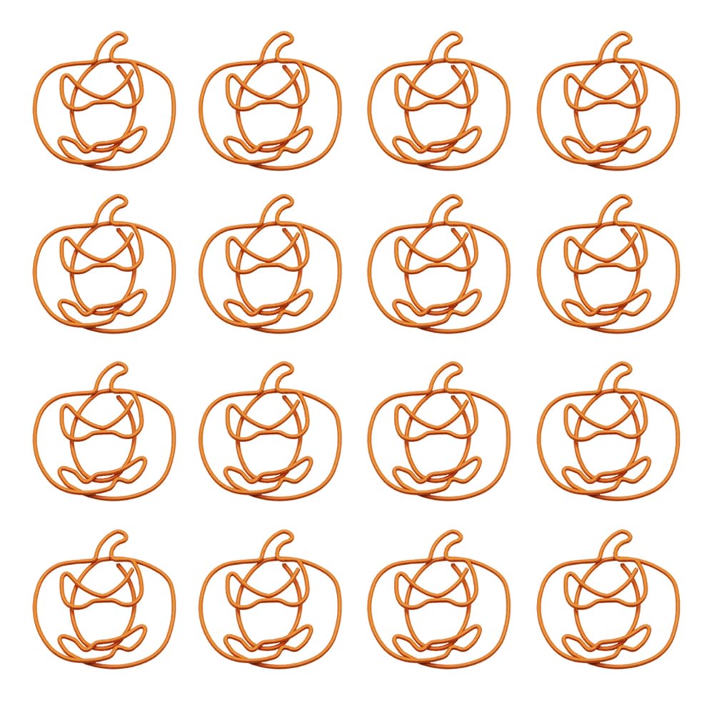 30Pcs Halloween Theme Paper Clips Creative Pumpkin Ghost Witch Hat Bookmark Clips in Box Metal Note Clips Book Markers Photo Clips for Halloween Party Home Office School Supplies (Pumpkin)