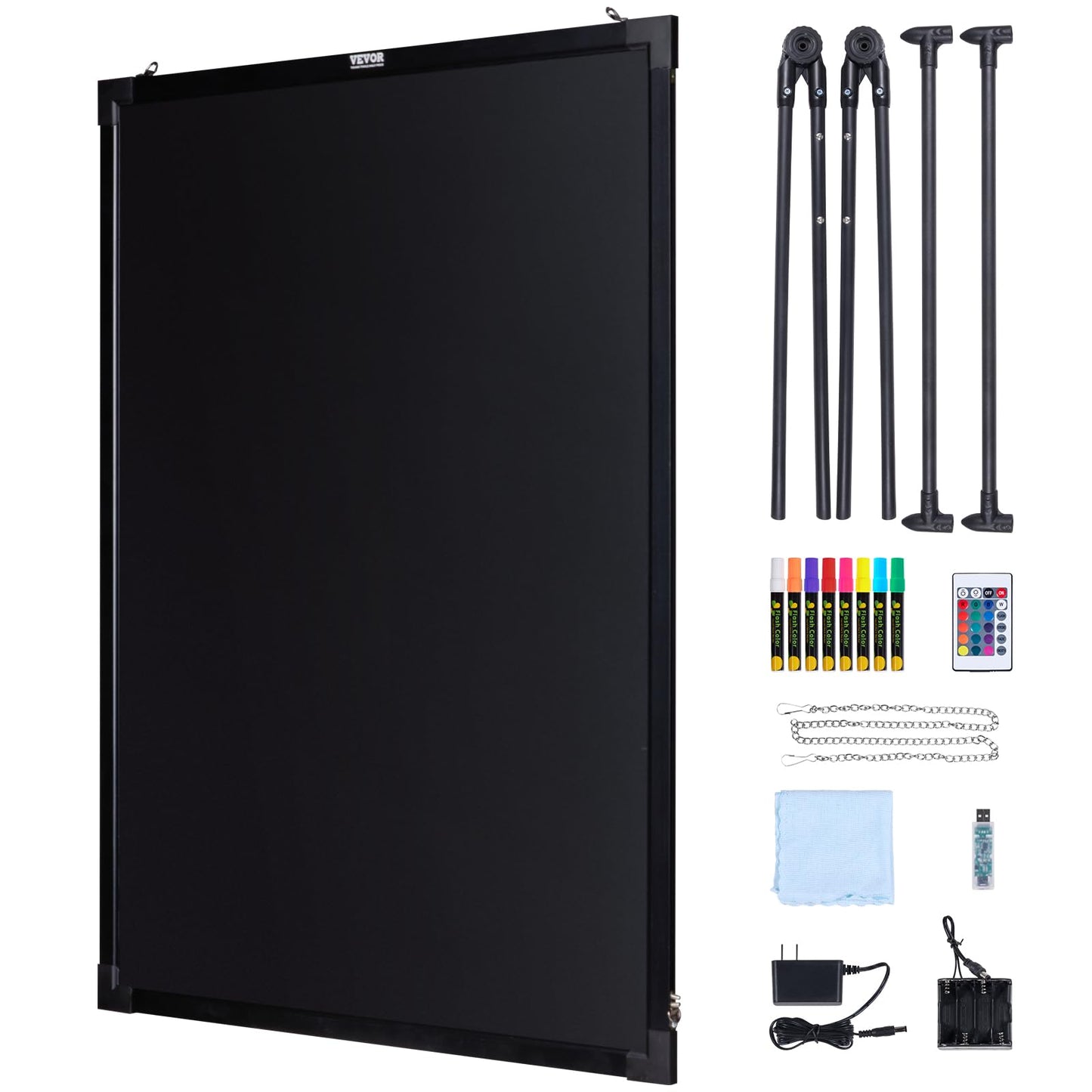 VEVOR 32"x24" LED Message Writing Board, Menu Sign Boards, Illuminated Erasable Lighted Chalkboard, Neon Effect Drawing Panel with 8 Fluorescent Chalk Markers and Remote Control