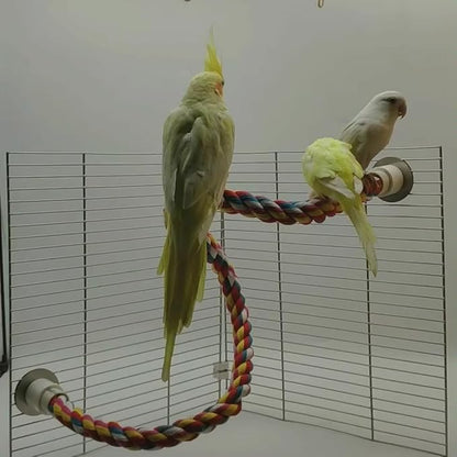 Bird Rope Perches, Colorful Cotton Parrot Toys Comfy Perch for Rope Bungee Bird Toy for Parakeets, Cockatiels, Conures, Lovebirds, Budgie (Small)