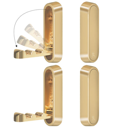 HNCSGJMY 4PCS Foldable Wall Hooks, Heavy Duty Zinc Alloy Flip-Down Coat Hooks with Screw Mount, Holds up to 44 Lbs, Space-Saving Folding Wall Hangers for Bathroom, Closet, Bedroom, Entryway (Gold)