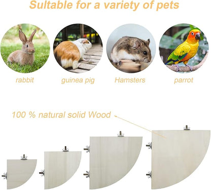 Litewoo Bird Parrot Corner Perch Flat Platform Stand, Easy to Install, Safe and Stable, Smooth Polishing Without Hurting Feet, Solid Hardwood Bird Cage Perches（S）