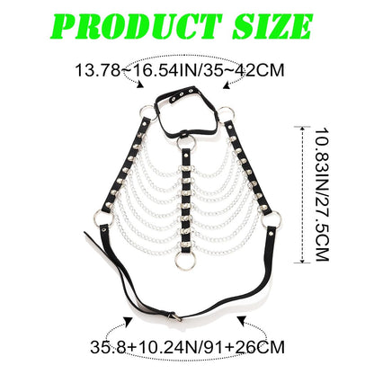 REETAN Leather Chest Harness Chain Gothic Rave Black Fashion Body Accessories for Women