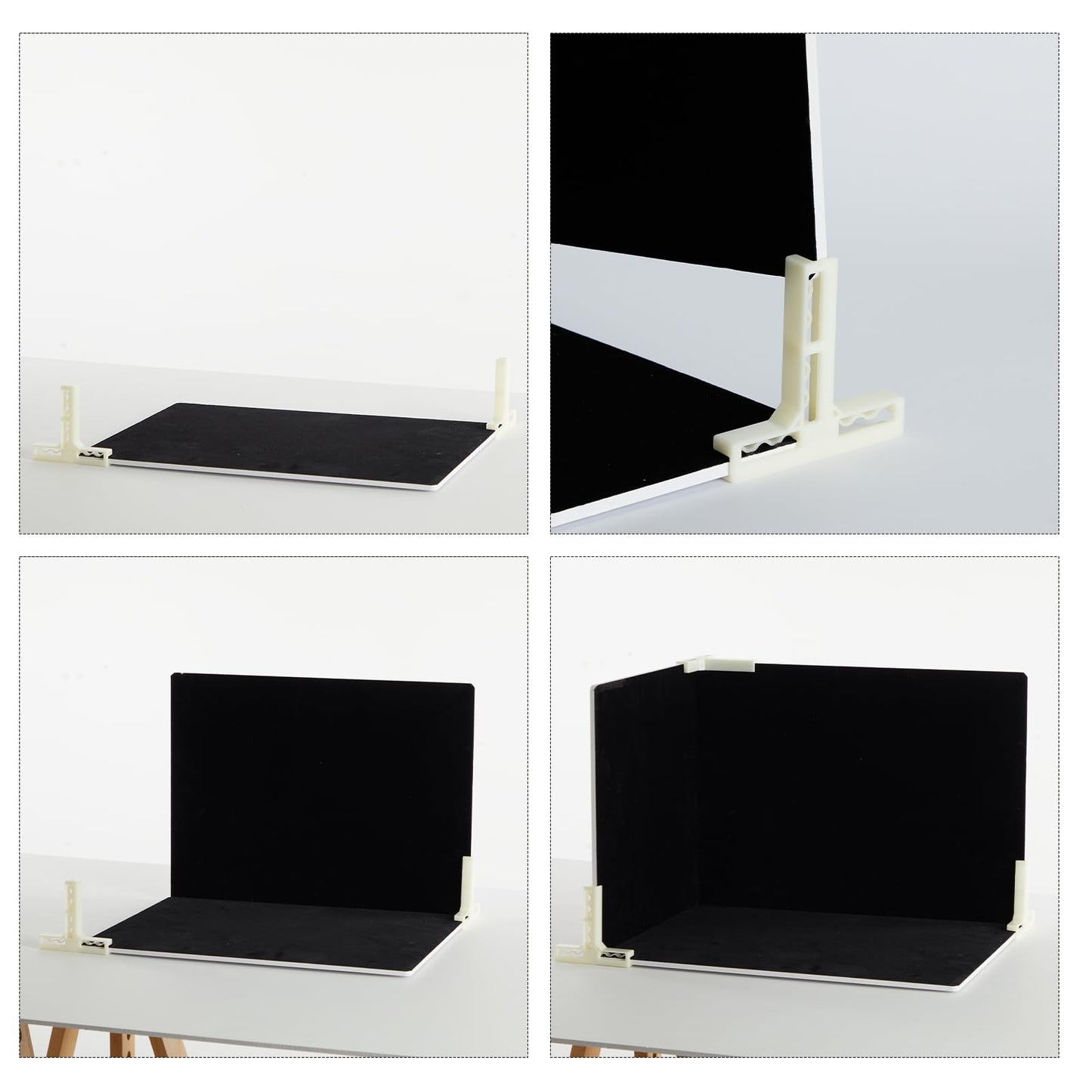 MDAOCRY Black Velvet Photo Backdrop Boards for Product Photography, 3PCS Double-Sided Black and White Background with T-Stands, Flat Lay Tabletop Backdrop for Jewelry, Cosmetics, 15.8 x 11.8 Inch