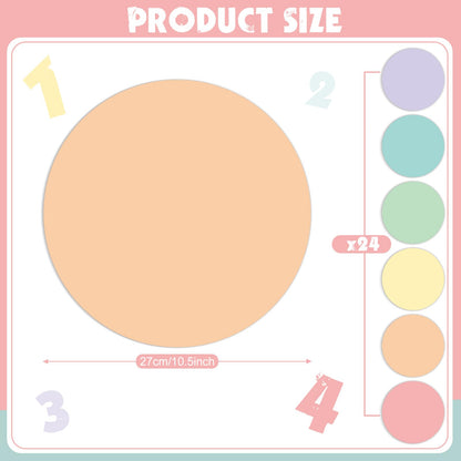 Lincia 24 Pack Colorful Dry Erase Dots Circles Spots for Classroom Table 10.5 Inch Removable Vinyl Desktop Stickers Spots Wall Decals for 100th Day of School Teacher Students Home (Candy Colors)