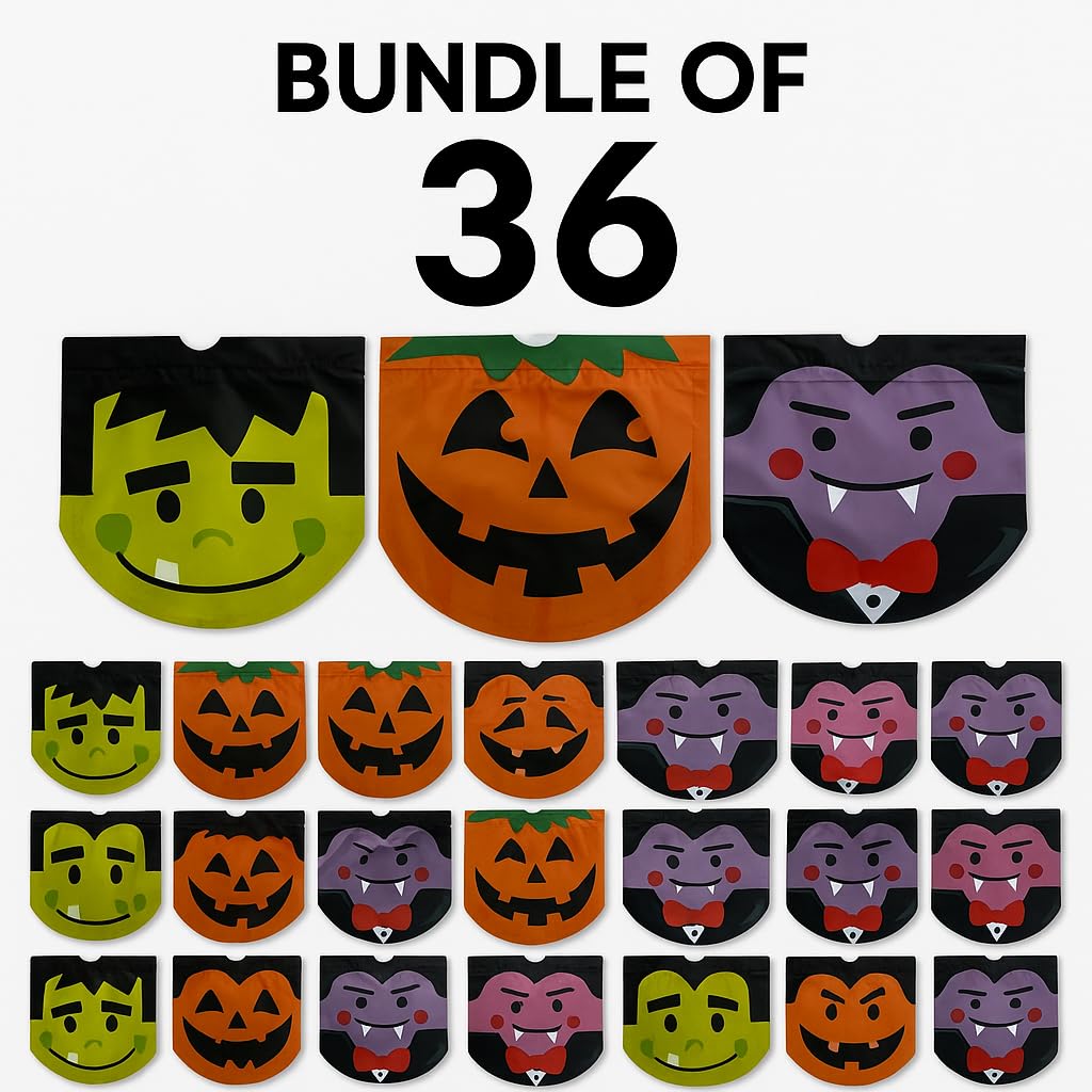 Halloween Trick-or-Treat Bags – 36 Pack Plastic Loot Bags – Boo Basket Fillers, Party Favor Bags & Candy Sacks