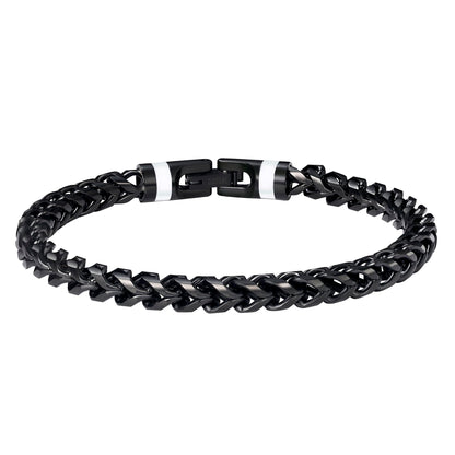GTMJ 316L Stainless Steel Black Franco Chain Bracelet for men 7.5 Inches