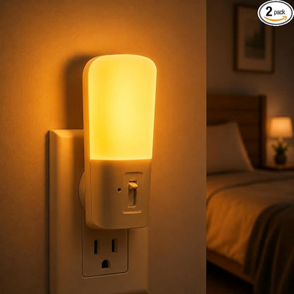 L LOHAS LED Amber Night Light, Dimmable Plug in Yellow Night Light with Dusk to Dawn Sensor, Kids Night Lights for Bedroom, 5-80LM Suit for Nursery, Hallway, Stairway,Bedroom, Bathroom, 2Pack