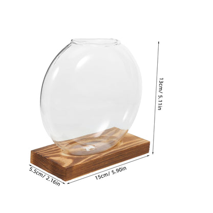 KESYOO Creative Hydroponic Vase with Transparent Glass Pot and Wooden Base for Soilfree Plant Propagation Indoor Terrarium and Elegant Flower Display Easy Setup and Maintenance