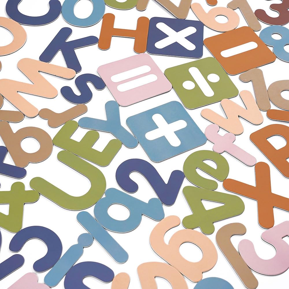 77 PCS Boho Magnetic Letters & Numbers Set, Uppercase & Lowercase Letters with Symbols, Full Magnetic Backing Decorative Fridge & Whiteboard Magnets, Earth Tone Home & Office Decor