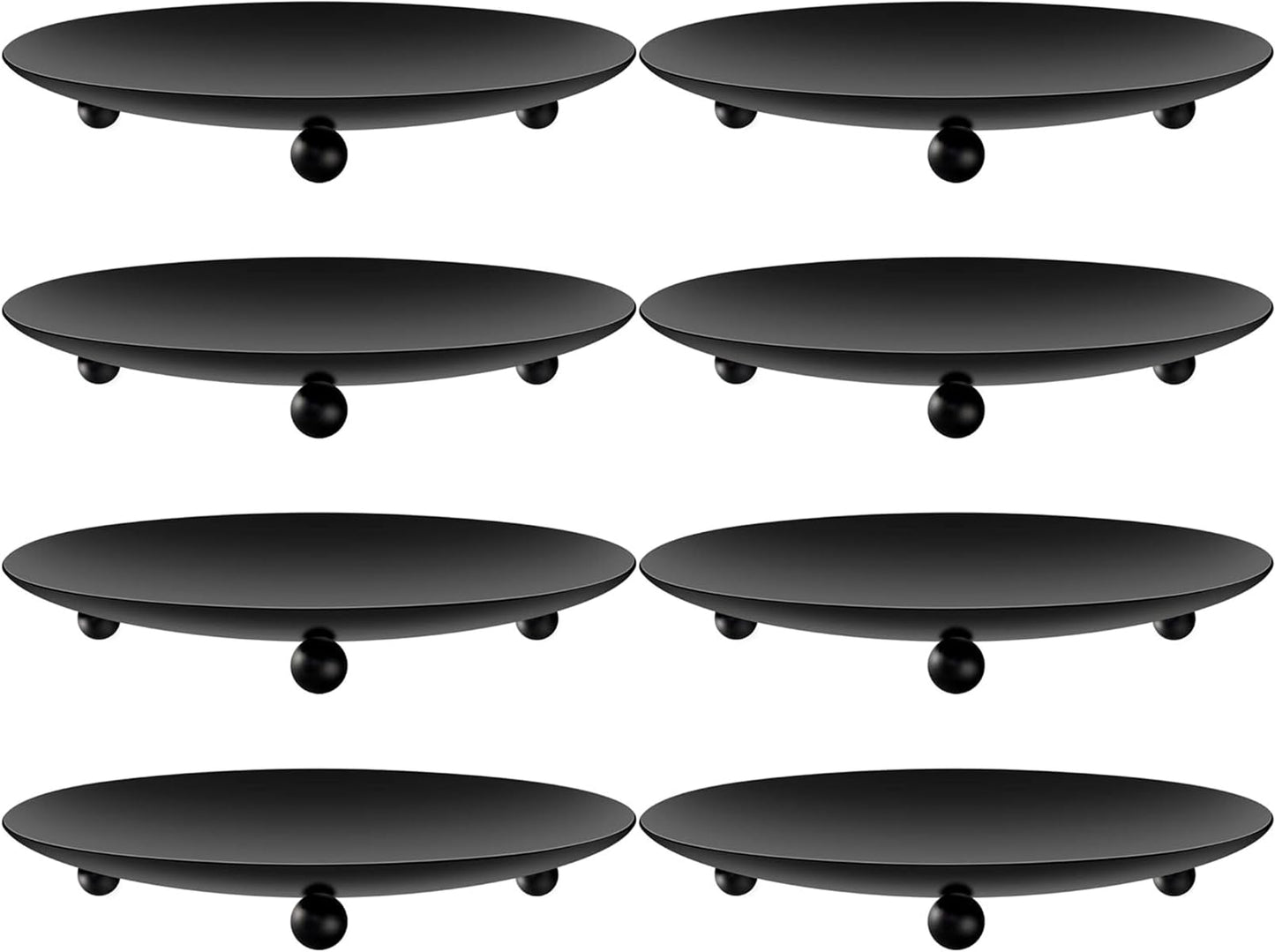 Bgtecho 8PCS Black Candle Holder Iron Plate, 4'' Stand for LED & Wax Candles, Decorative Pillar Plate for Incense Cones, Spa, Weddings, Party
