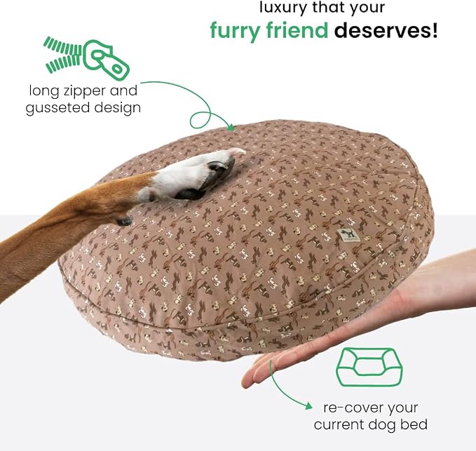 Molly Mutt Daysleeper Dog Bed Duvet Cover, GOTS-Certified 100% Organic Cotton Canvas Cover for Dog, Puppy, or Cat Bed, Durable, Washable, and Free of Harmful Chemicals, Round, 36"x5"