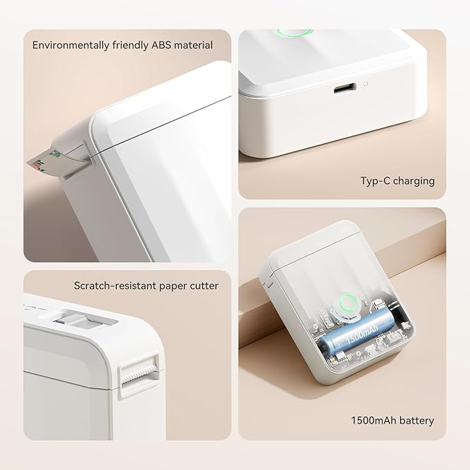 NIIMBOT Label Maker Machine Bluetooth Label Printer for School Home Office Organization, Wireless Mini Labeler D110 Upgraded Version, Label Machine with 3 Labels, White